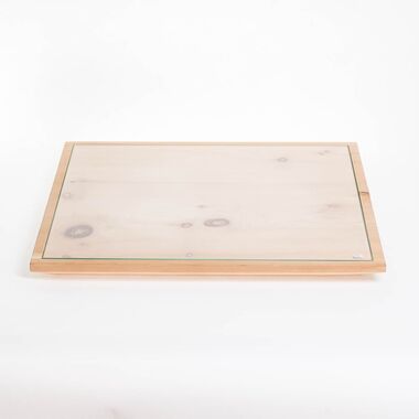 Quadratische Holzplatte mit Glas